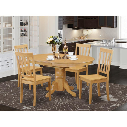 5 Pc Dining Room Set-Oval Dinette Table With Leaf And 4 Dining Chairs By East West Furniture | Dining Sets | Modishstore