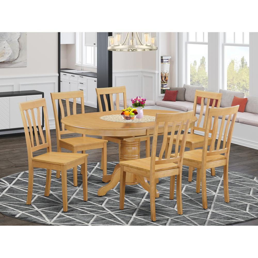 7 Pc Dining Room Set-Oval Dining With Leaf And 6 Dining Chairs By East West Furniture | Dining Sets | Modishstore