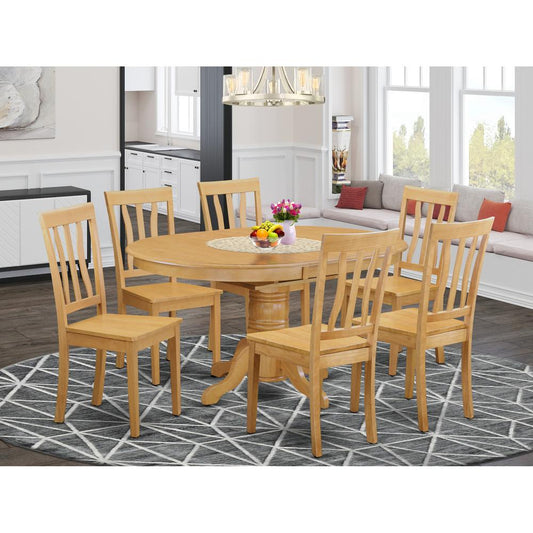 7 Pc Dining Room Set-Oval Dining With Leaf And 6 Dining Chairs By East West Furniture | Dining Sets | Modishstore