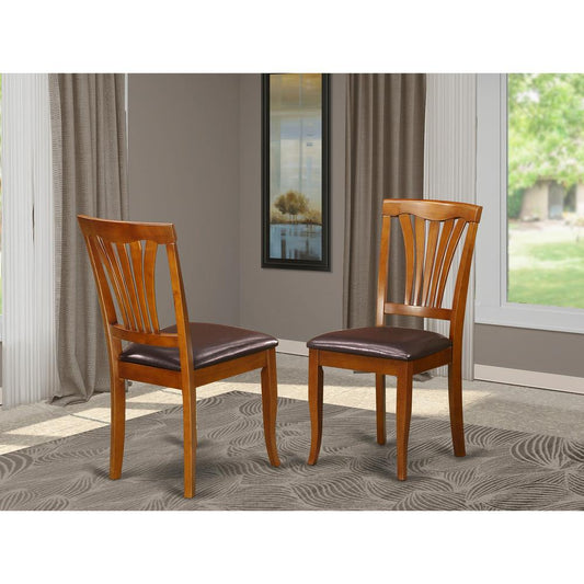Avon Kitchen Dining Chair With Faux Leather Seat - Saddle Brow Finish, Set Of 2 By East West Furniture | Dining Chairs | Modishstore