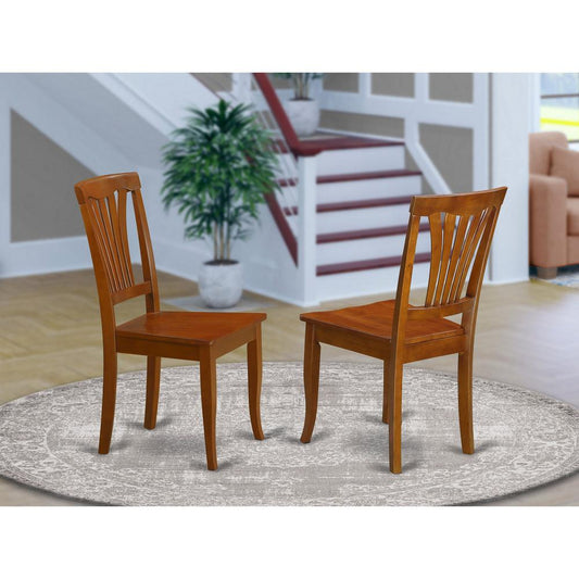 Avon Chair With Wood Seat - Saddle Brow Finish, Set Of 2 By East West Furniture | Dining Chairs | Modishstore