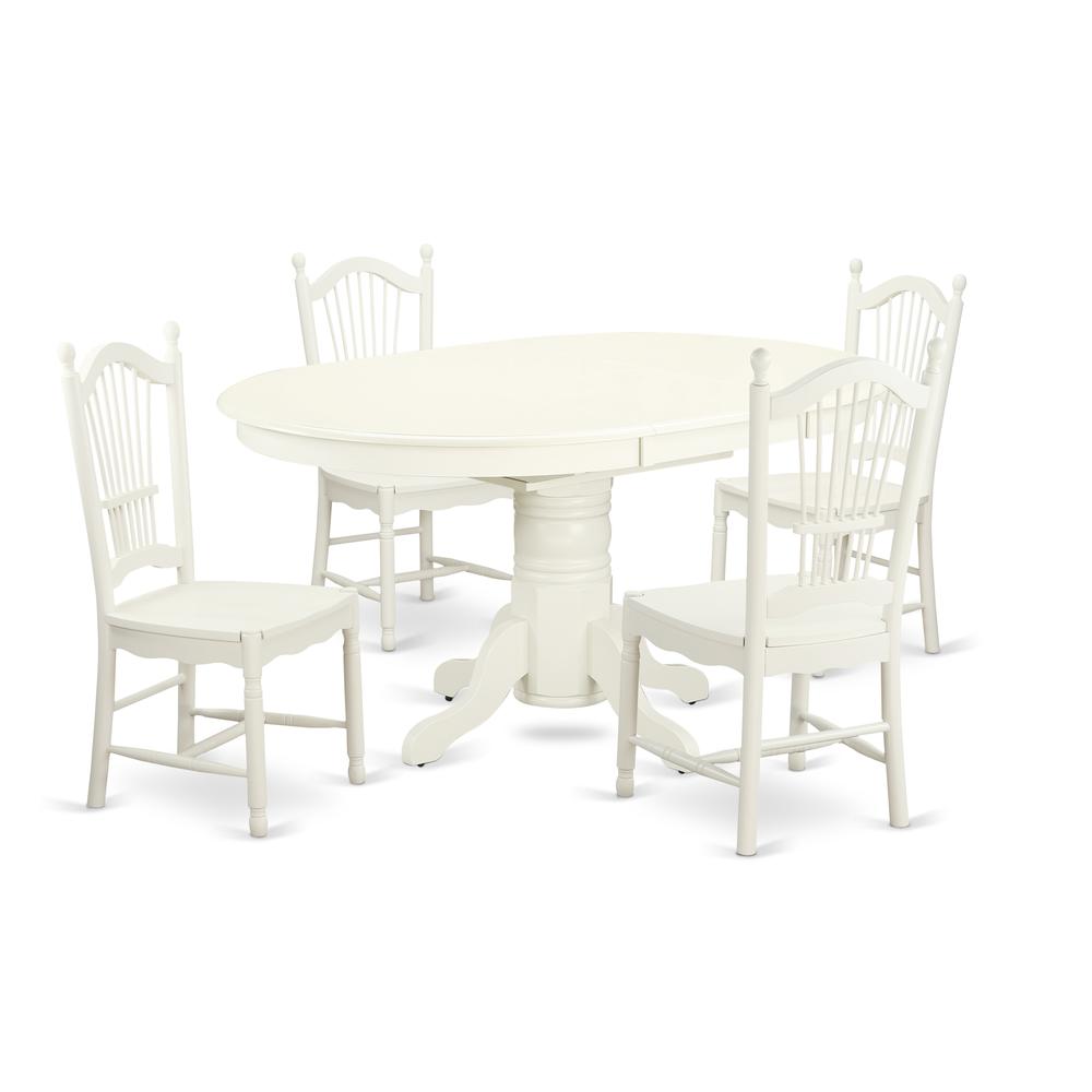 Dining Room Set Linen White AVDO5-LWH-W By East West Furniture | Dining Sets | Modishstore - 2