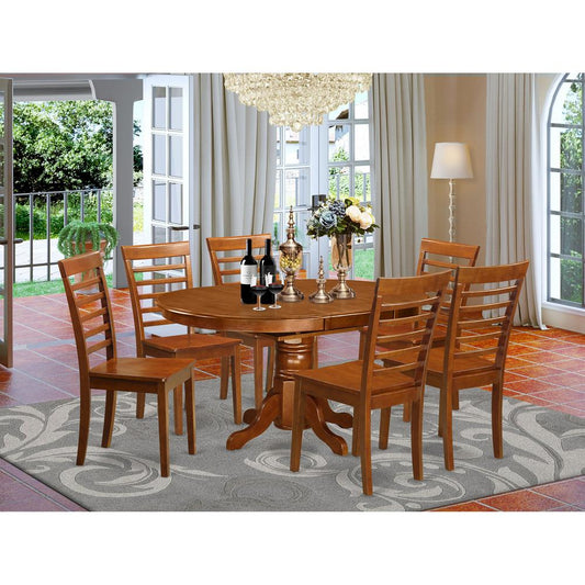 7 Pc Dining Set-Oval Dining Table With Leaf And 6 Dining Chairs By East West Furniture | Dining Sets | Modishstore