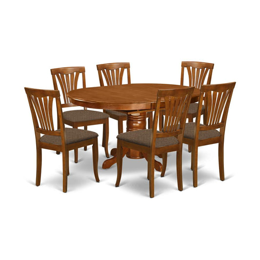 Avon7-Sbr-C 7 Pc Avon Dinette Table Featuring Leaf And 6 Cushion Kitchen Chairs. By East West Furniture | Dining Sets | Modishstore