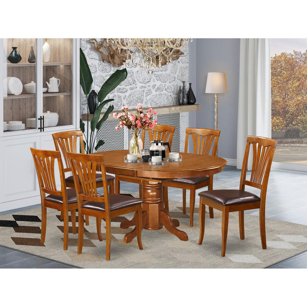 7 Pcavon Table With Leaf And 6Padded Leather Chairs. By East West Furniture | Dining Sets | Modishstore