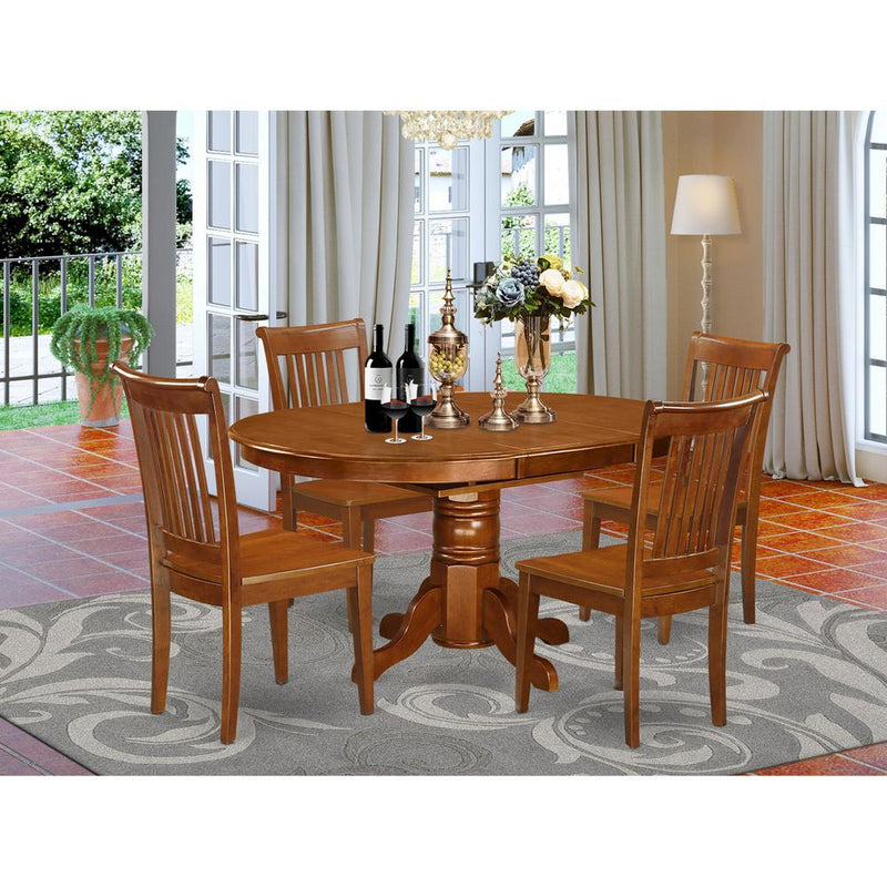 5 Pc Avon With Leaf And 4 Wood Chairs In Saddle Brown By East West Furniture | Dining Sets | Modishstore