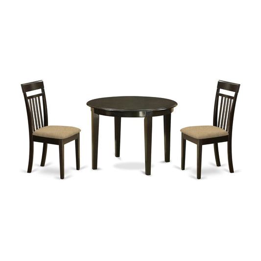Boca3-Cap-C 3 Pc Kitchen Nook Dining Set-Round Table And 2 Dining Chairs By East West Furniture | Dining Sets | Modishstore