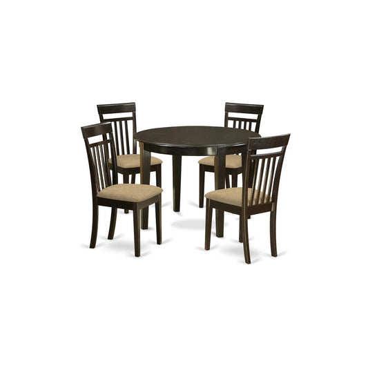 Boca5-Cap-C 5 Pc Small Kitchen Table And Chairs Set-Round Kitchen Table And 4 Dining Chairs By East West Furniture | Dining Sets | Modishstore