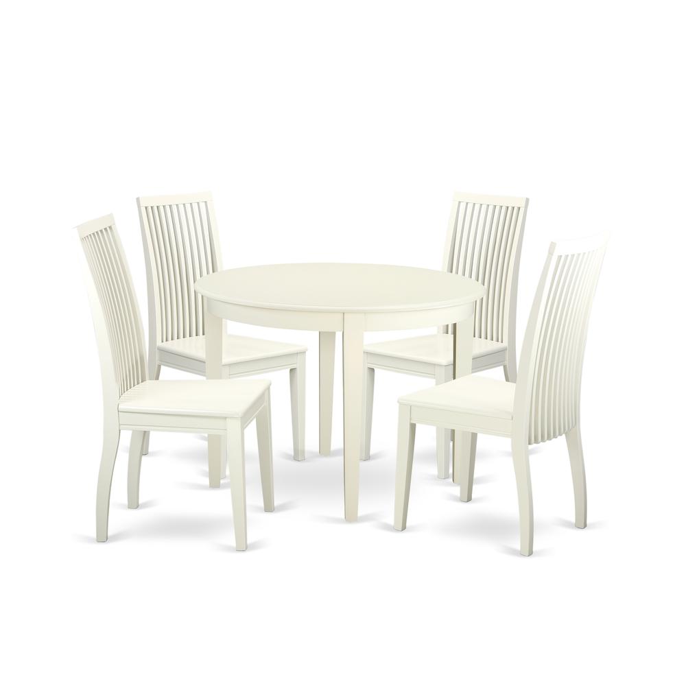 Dining Room Set Linen White BOIP5-LWH-W By East West Furniture | Dining Sets | Modishstore - 2