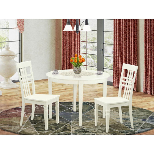 3 Pc Small Kitchen Table Set With A Boston Dining Table And 2 Kitchen Chairs In Linen White By East West Furniture | Dining Sets | Modishstore