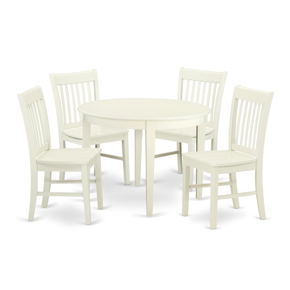 Dining Room Set Linen White BONO5-LWH-W By East West Furniture | Dining Sets | Modishstore - 2