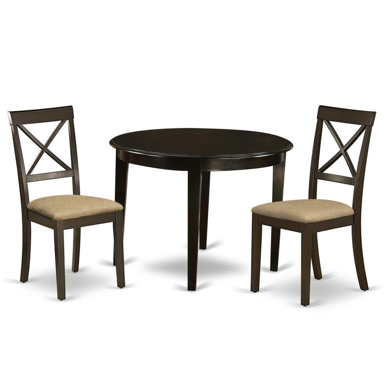 Bost3-Cap-C 3 Pc Small Kitchen Table Set-Round Table And 2 Dining Chairs By East West Furniture | Dining Sets | Modishstore
