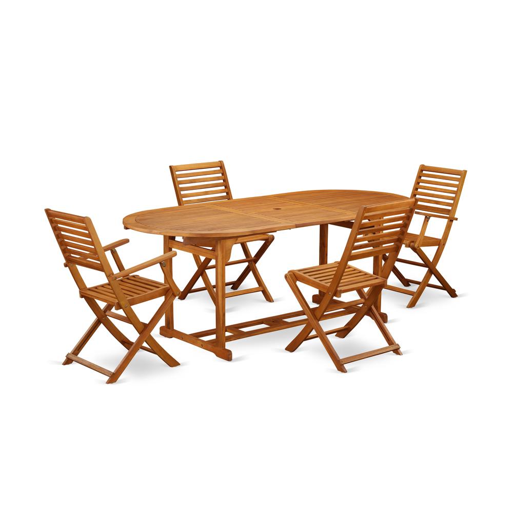 Wooden Patio Set Natural Oil BSBS52CANA By East West Furniture | Outdoor Dining Sets | Modishstore - 2