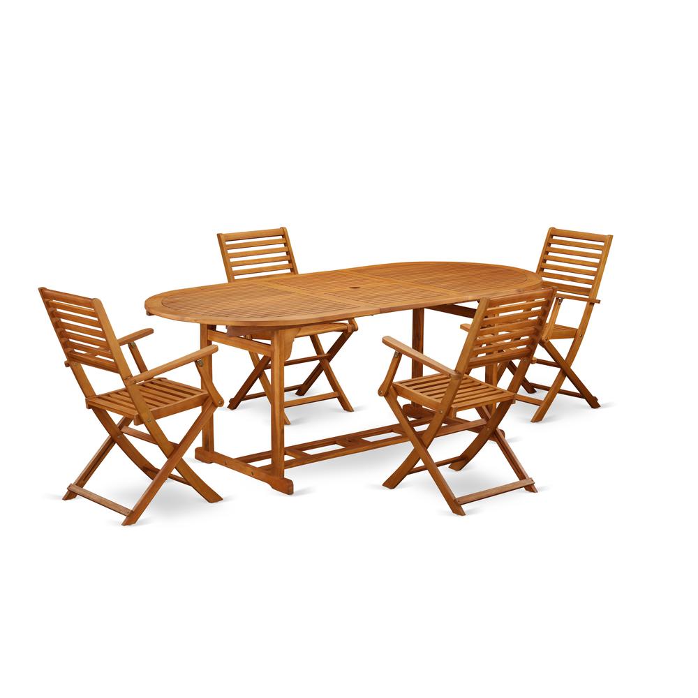 Wooden Patio Set Natural Oil BSBS5CANA By East West Furniture | Outdoor Dining Sets | Modishstore - 2