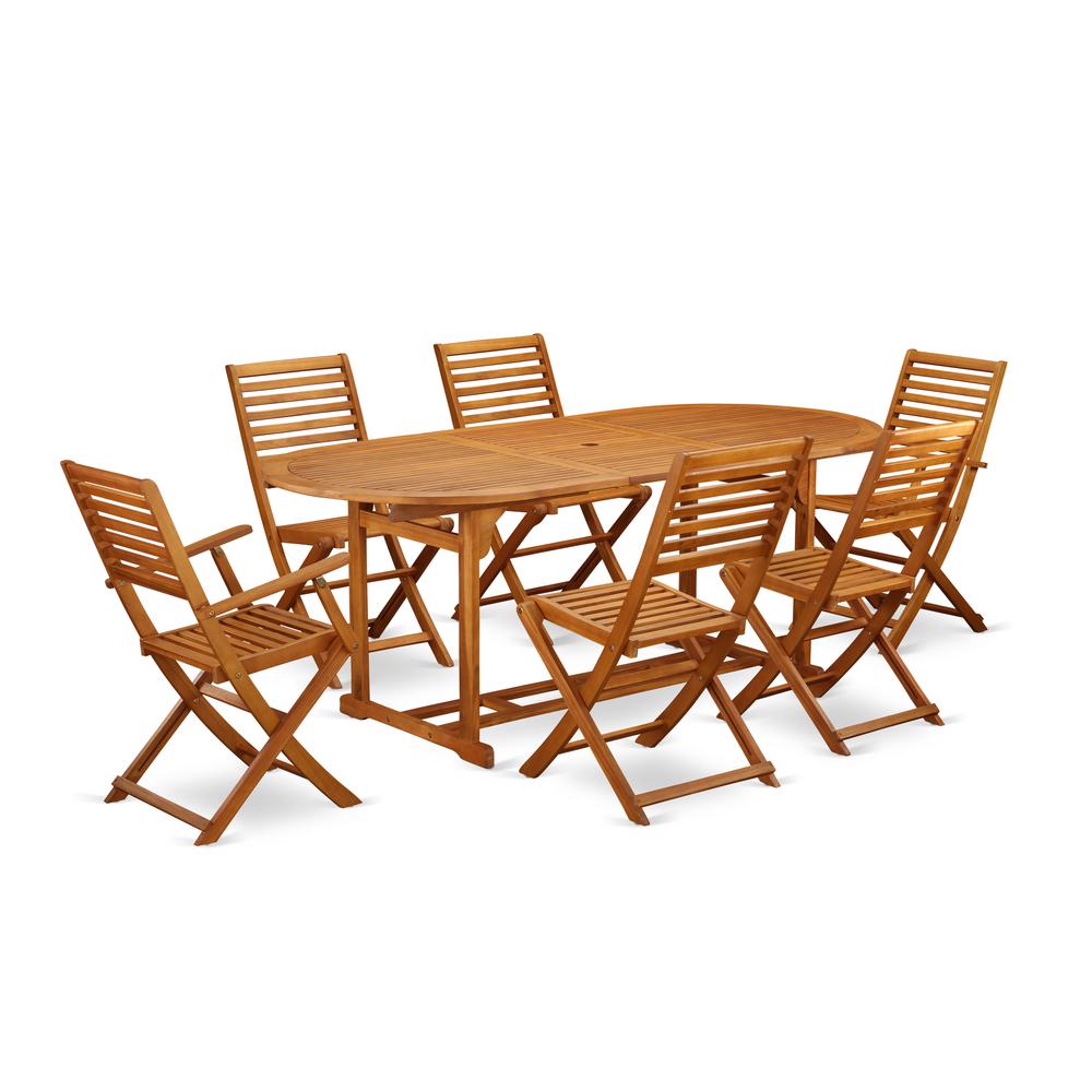 Wooden Patio Set Natural Oil BSBS72CANA By East West Furniture | Outdoor Dining Sets | Modishstore - 2
