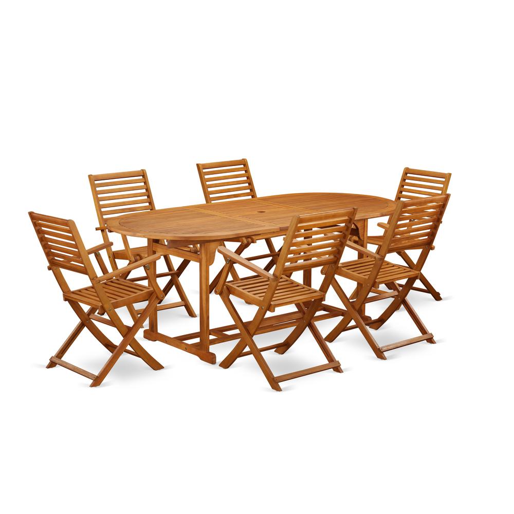 Wooden Patio Set Natural Oil BSBS7CANA By East West Furniture | Outdoor Dining Sets | Modishstore - 2