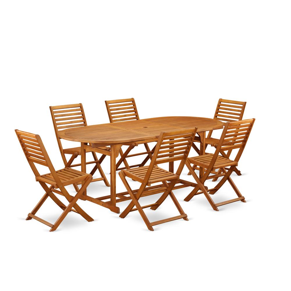 Wooden Patio Set Natural Oil BSBS7CWNA By East West Furniture | Outdoor Dining Sets | Modishstore - 2