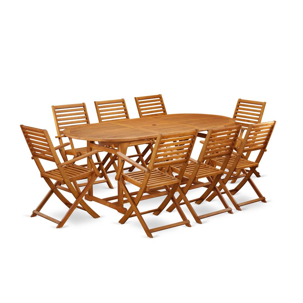 Wooden Patio Set Natural Oil BSBS9CANA By East West Furniture | Outdoor Dining Sets | Modishstore - 2