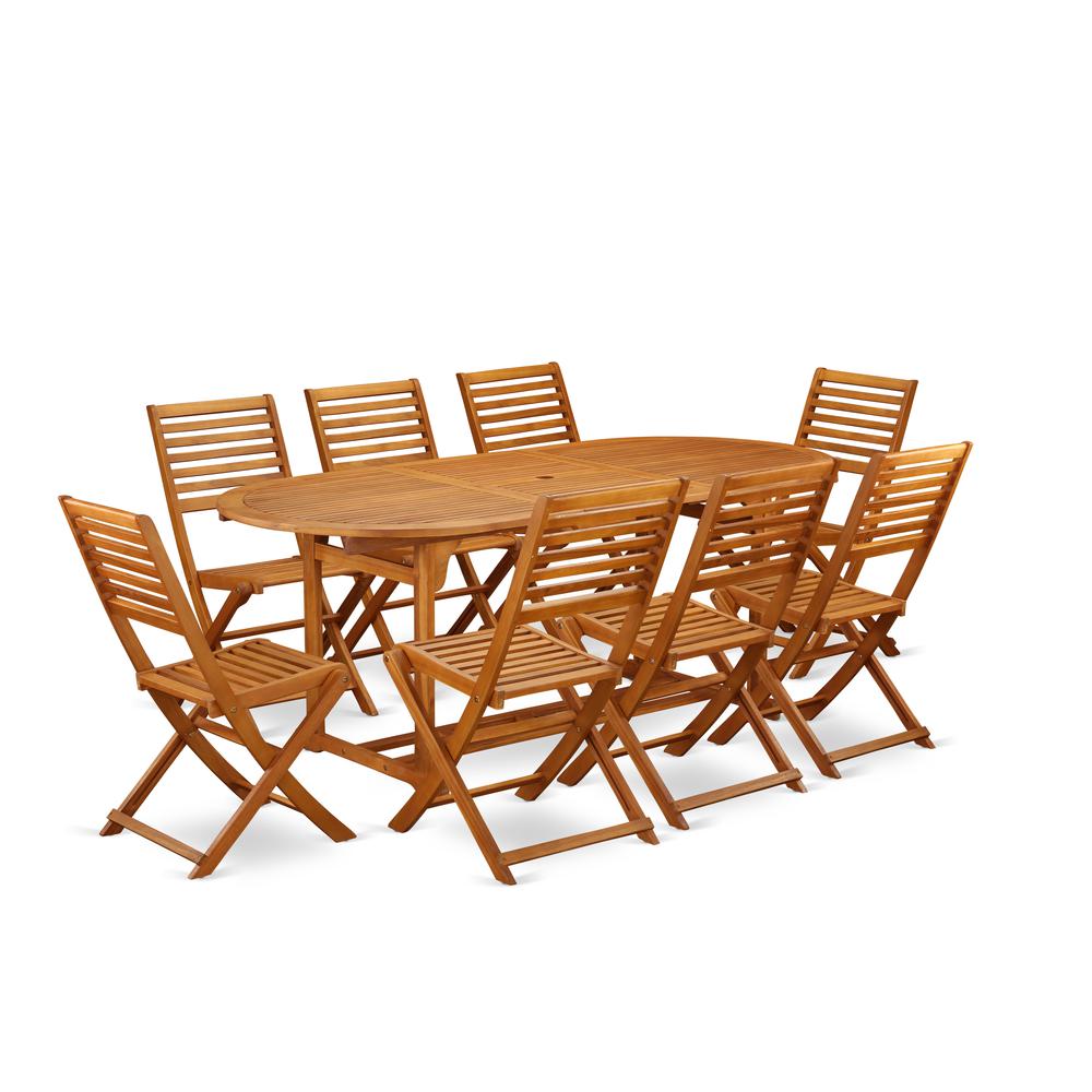 Wooden Patio Set Natural Oil BSBS9CWNA By East West Furniture | Outdoor Dining Sets | Modishstore - 2