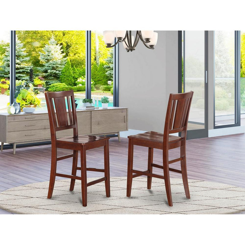 Buckland Counter Height Dining Room Chair With Wood Seat In Mahogany Finish, Set Of 2 By East West Furniture | Dining Chairs | Modishstore