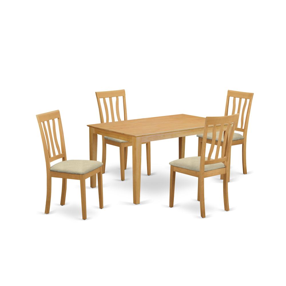 Caan5-Oak-C 5 Pc Dinette Table Set - Kitchen Dinette Table And 4 Dining Chairs By East West Furniture | Dining Sets | Modishstore