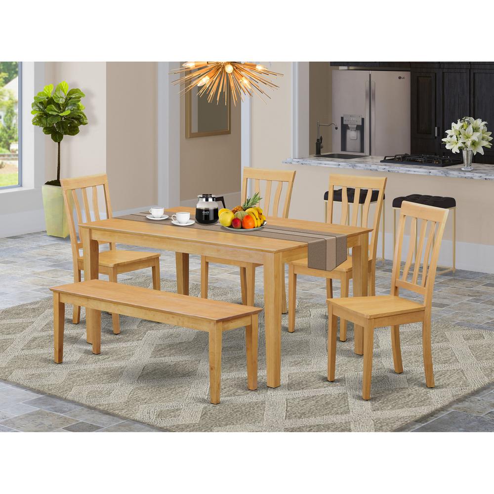 6 Pc Table And Chair Set - Kitchen Dinette Table And 4 Dining Chairs With Bench By East West Furniture | Dining Sets | Modishstore
