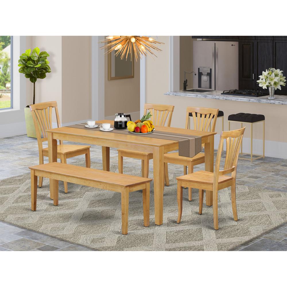 6-Pc Kitchen Table Set For 6 - Kitchen Dinette Table And 4 Kitchen Chairs With Bench By East West Furniture | Dining Sets | Modishstore