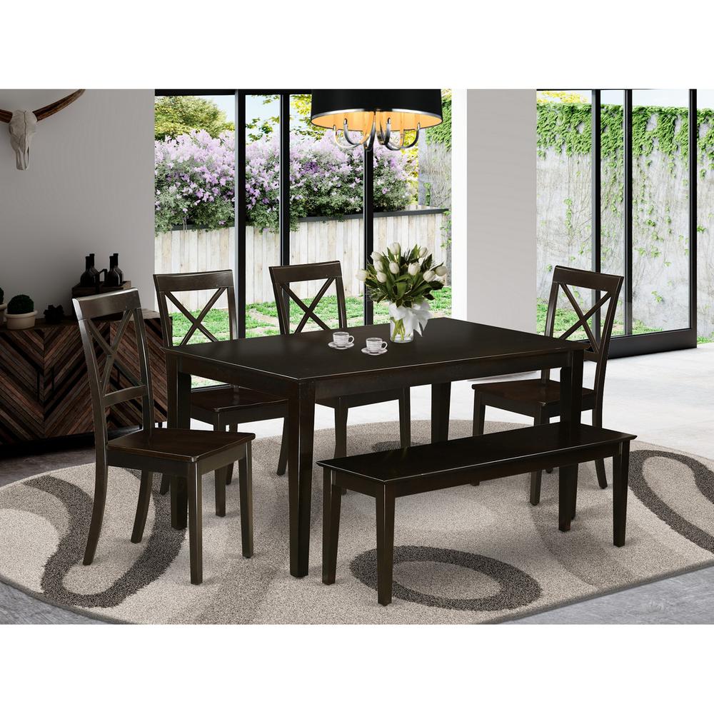 6 Pc Dining Room Set-Kitchen Table And 4 Chairs And A Bench By East West Furniture | Dining Sets | Modishstore