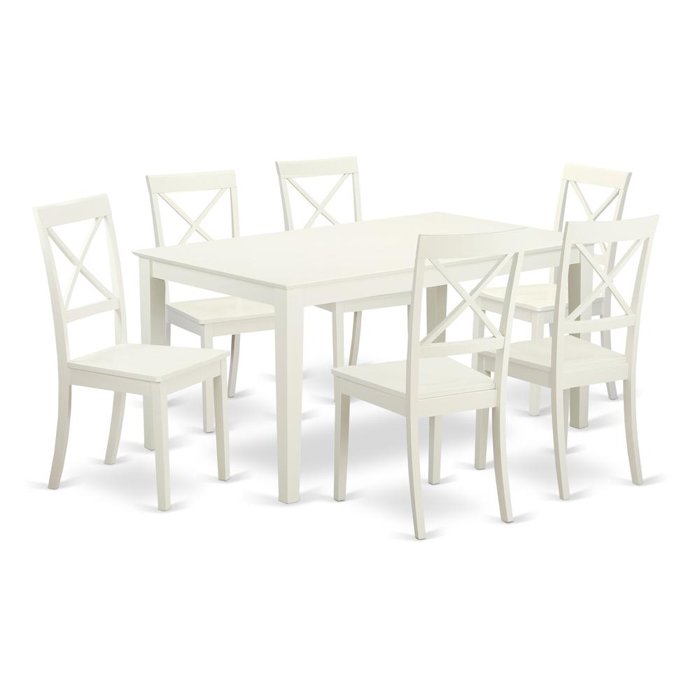 Dining Room Set Linen White CABO7-LWH-W By East West Furniture | Dining Sets | Modishstore - 2