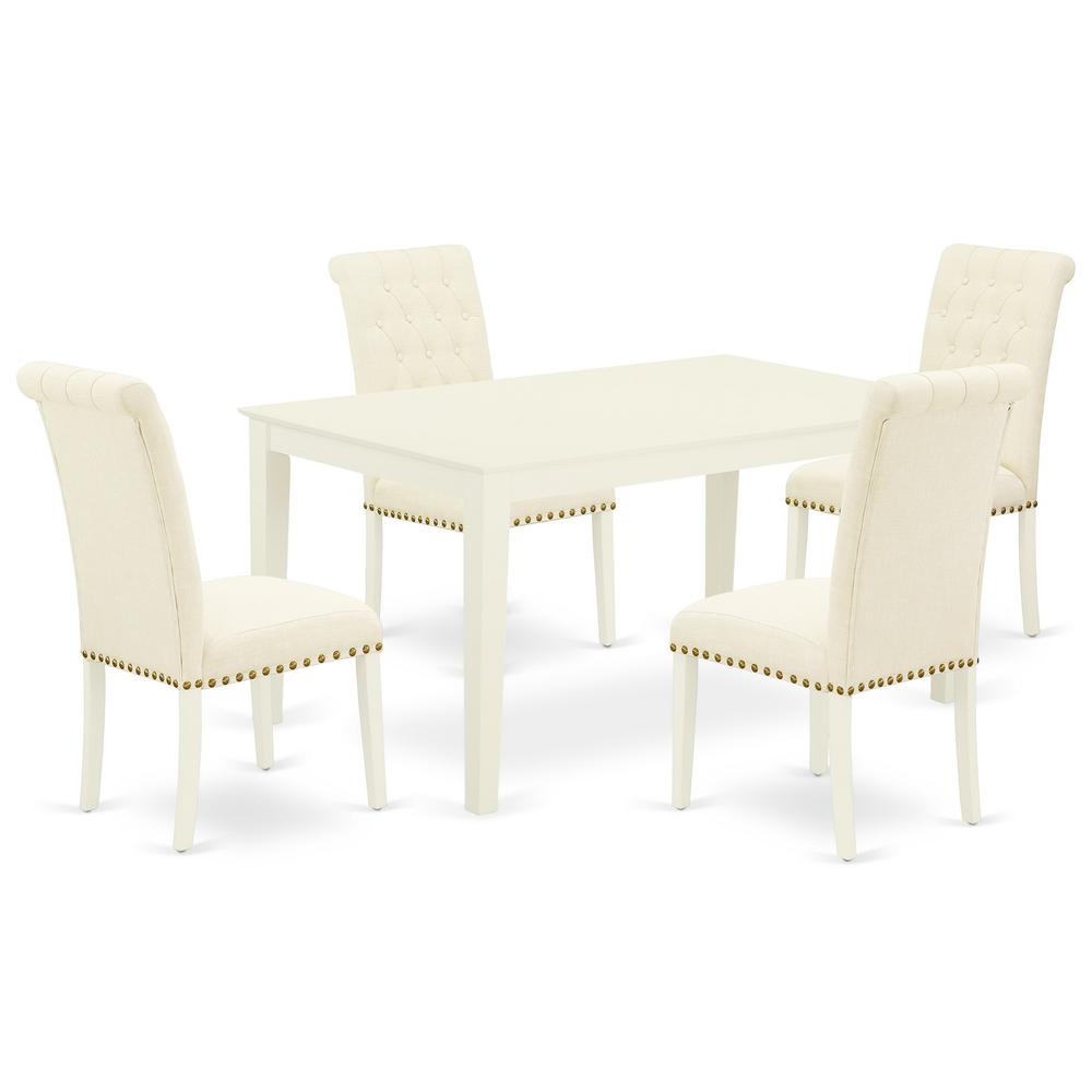 Dining Room Set Linen White CABR5-LWH-02 By East West Furniture | Dining Sets | Modishstore - 2