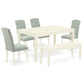 Dining Room Set Linen White CACE6-LWH-15 By East West Furniture | Dining Sets | Modishstore - 2