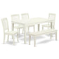 Dining Room Set Linen White CADA6-LWH-W By East West Furniture | Dining Sets | Modishstore - 2