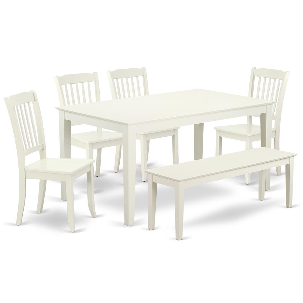 Dining Room Set Linen White CADA6-LWH-W By East West Furniture | Dining Sets | Modishstore - 2