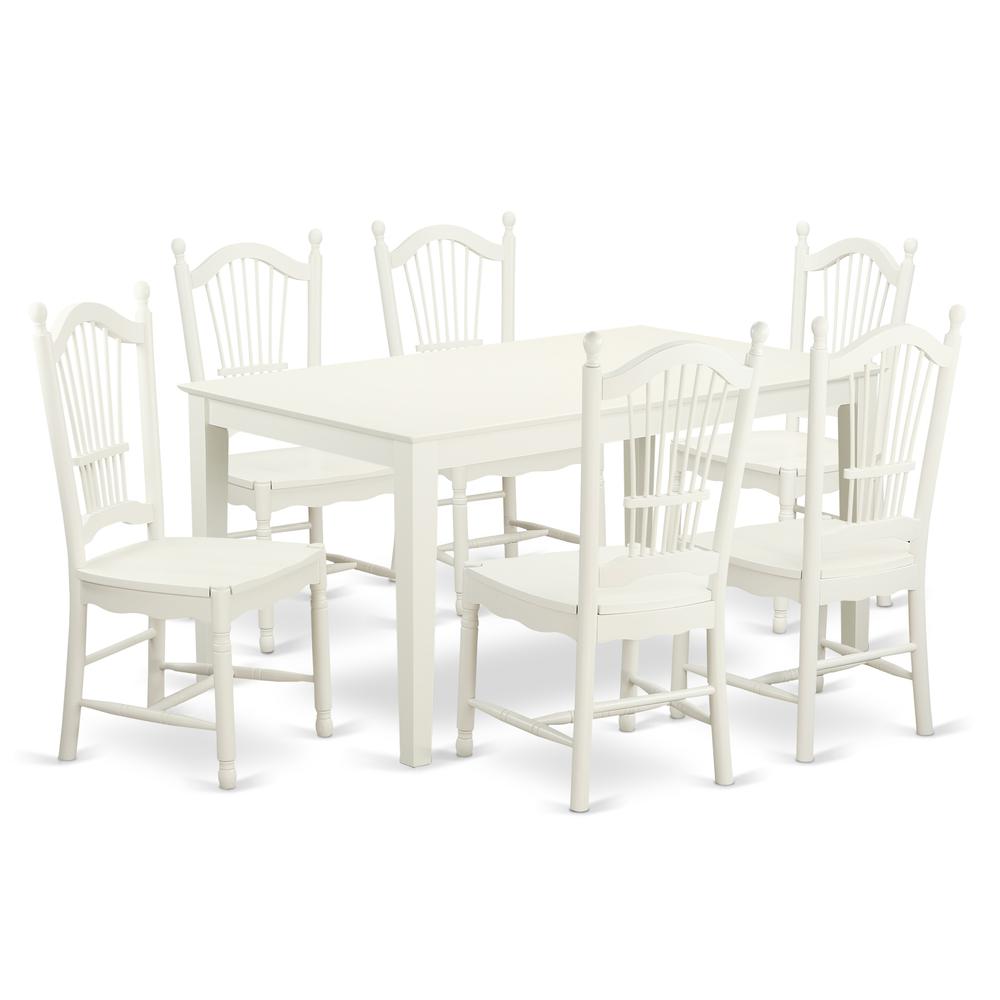 Dining Room Set Linen White CADO7-LWH-W By East West Furniture | Dining Sets | Modishstore - 2