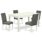Dining Room Set Linen White CADR5-LWH-07 By East West Furniture | Dining Sets | Modishstore - 2