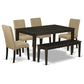 Dining Room Set Cappuccino CADR6-CAP-03 By East West Furniture | Dining Sets | Modishstore - 2