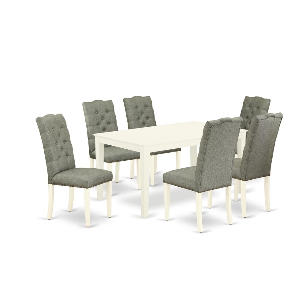 Dining Room Set Linen White CAEL7 - LWH - 07 By East West Furniture | Dining Sets | Modishstore - 2