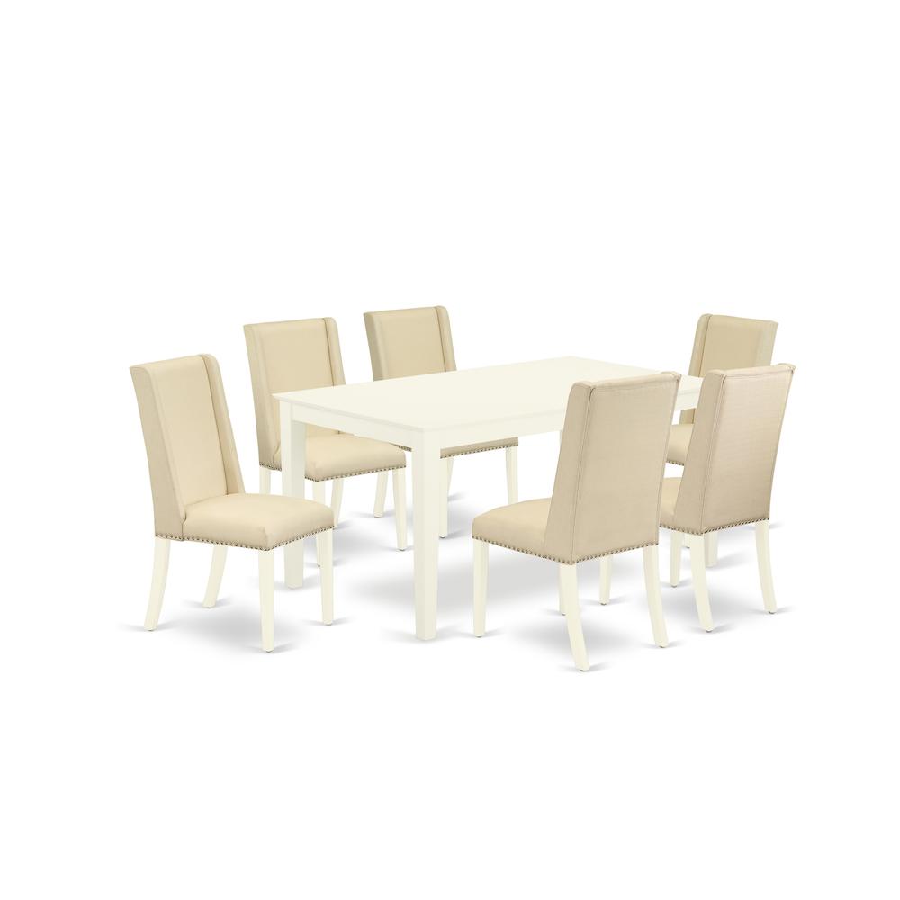 Dining Room Set Linen White CAFL7-LWH-01 By East West Furniture | Dining Sets | Modishstore - 2