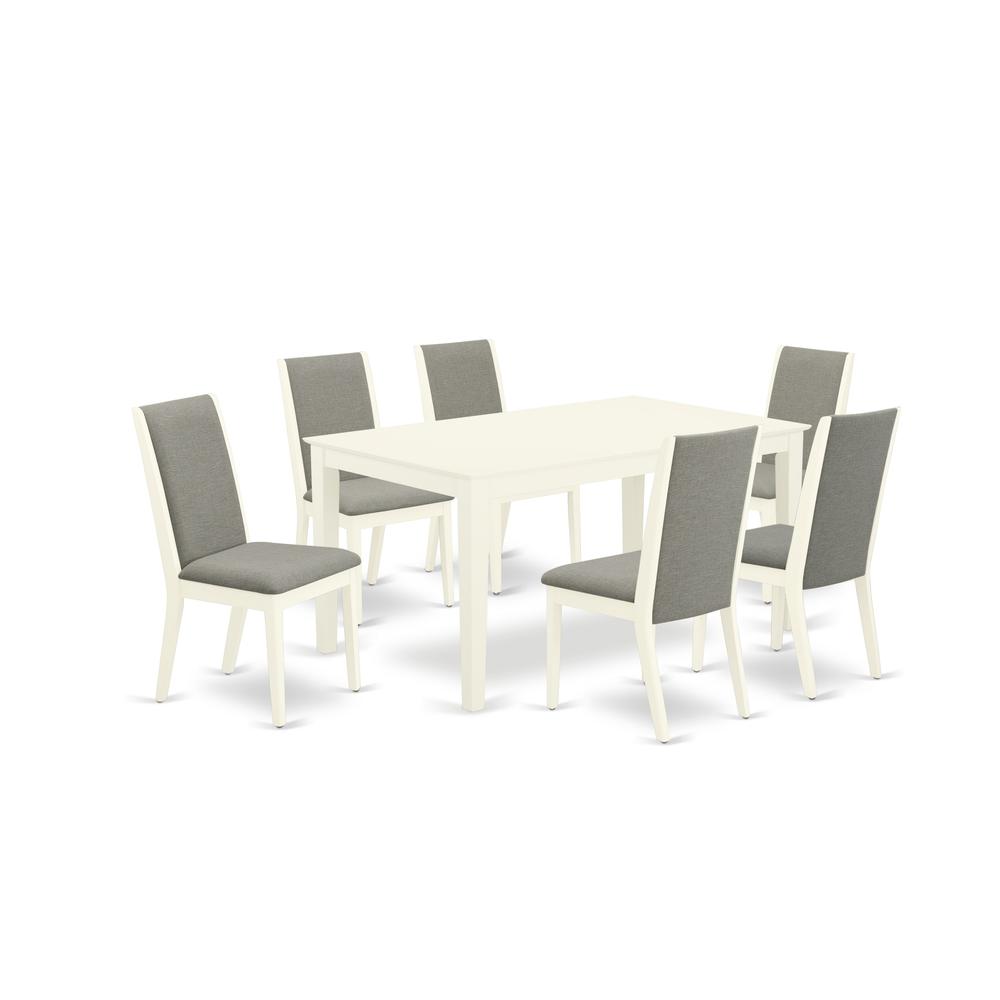 Dining Room Set Linen White CALA7-LWH-06 By East West Furniture | Dining Sets | Modishstore - 2