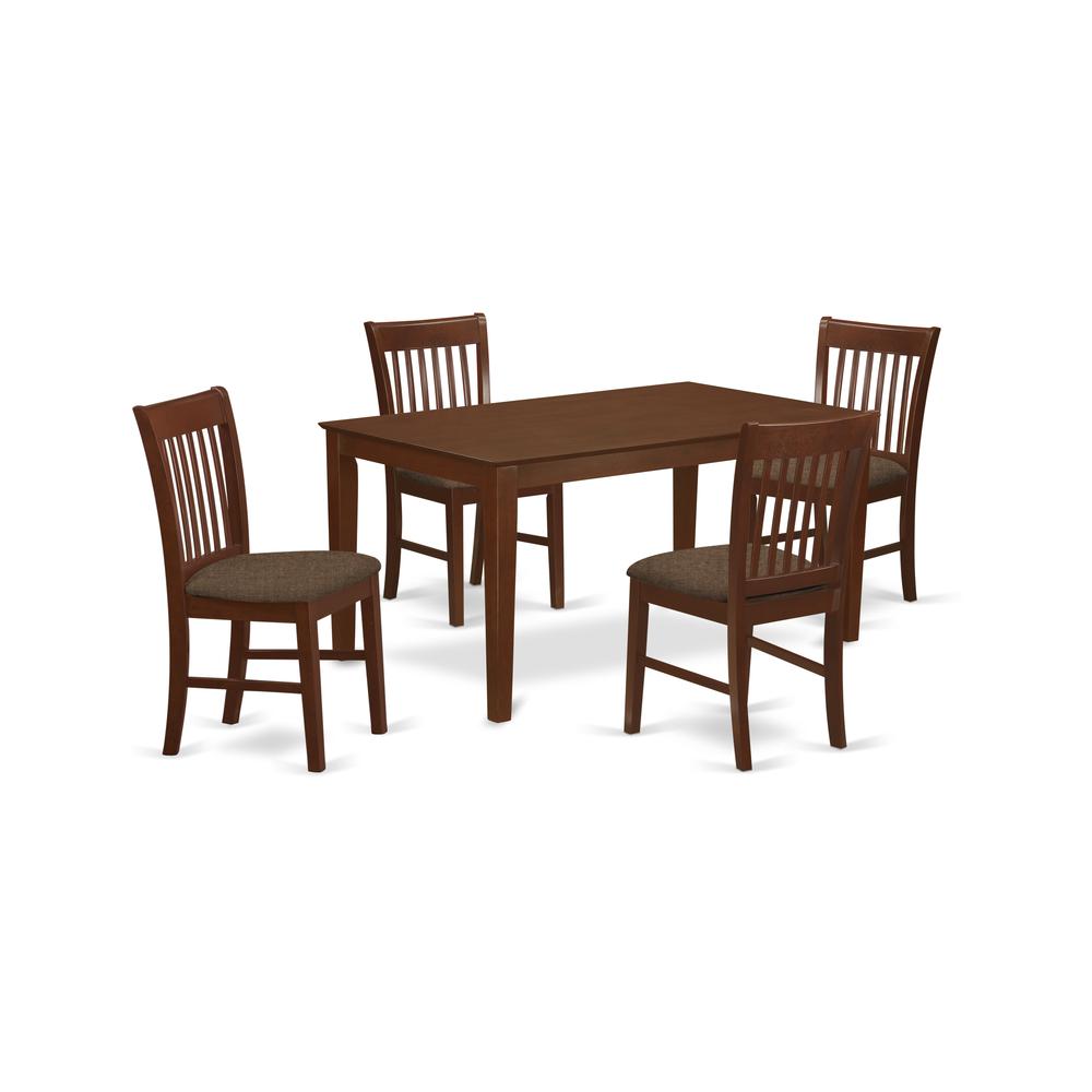 Cano5-Mah-C 5 Pc Dining Room Set-Dining Table And 4 Dining Chairs By East West Furniture | Dining Sets | Modishstore