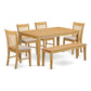 Cano6-Oak-C 6-Pc Dinette Set - Dinette Table And 4 Dining Chairs Coupled With Wooden Bench By East West Furniture | Dining Sets | Modishstore