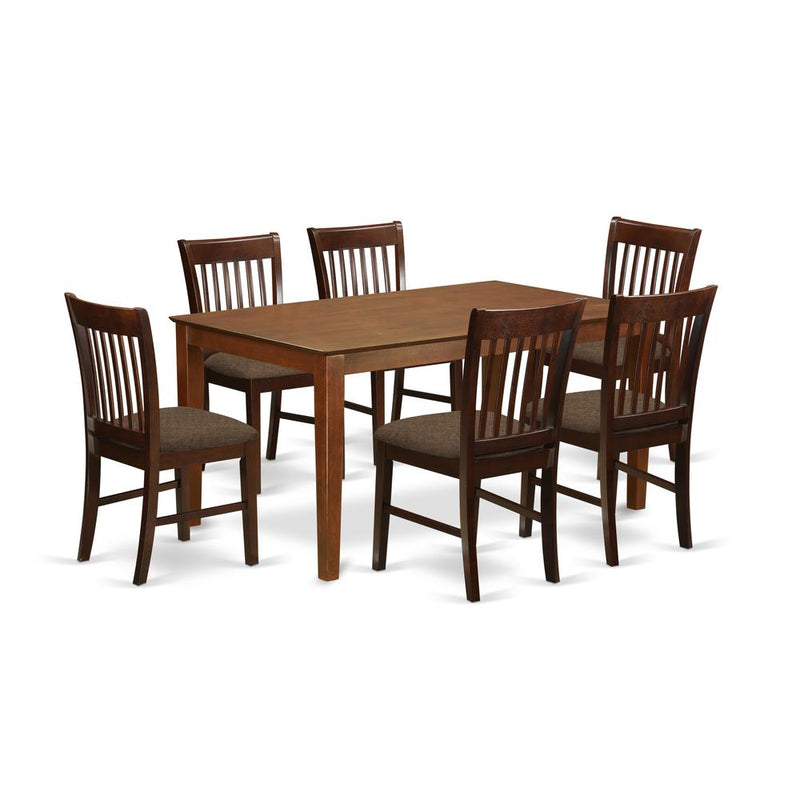 Cano7-Mah-C 7 Pc Dining Room Set-Dining Table And 6 Dining Chairs By East West Furniture | Dining Sets | Modishstore