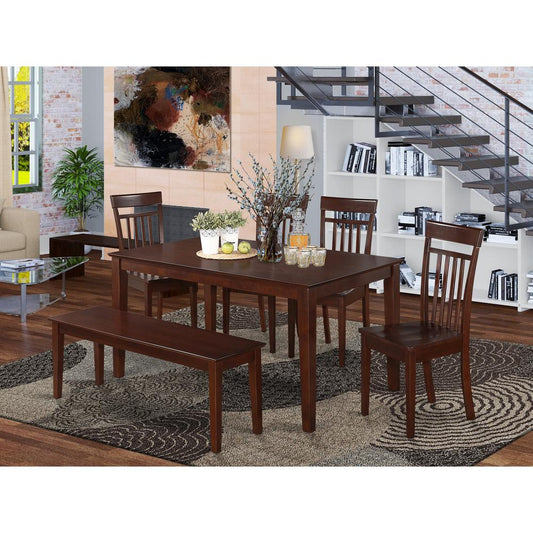 6 Pc Kitchen Table With Bench Set - Table And 4 Kitchen Chairs And 1 Bench By East West Furniture | Dining Sets | Modishstore