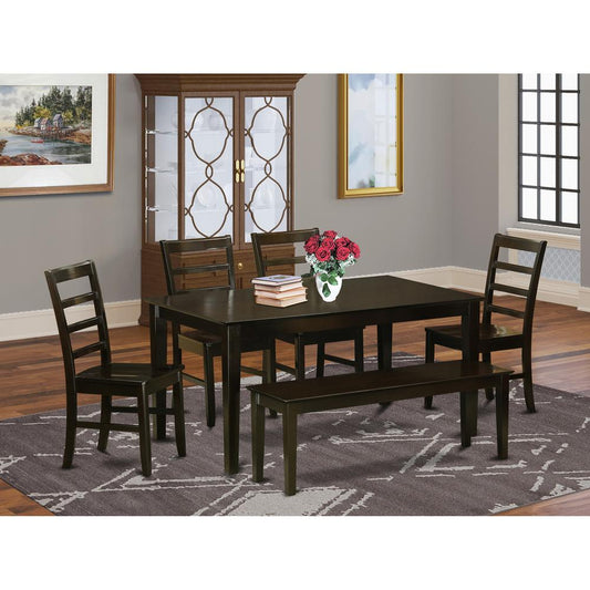 6 Pc Dining Set With Bench Set-Dining Table And 4 Dining Chairs And Bench By East West Furniture | Dining Sets | Modishstore