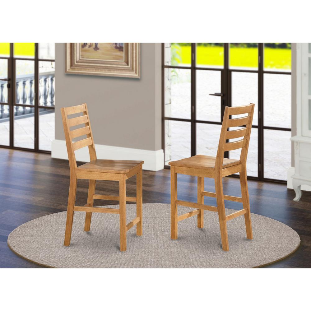 Café Pub Counter Height With Wood Seat - Natural Oak Finish, Set Of 2 By East West Furniture | Dining Chairs | Modishstore