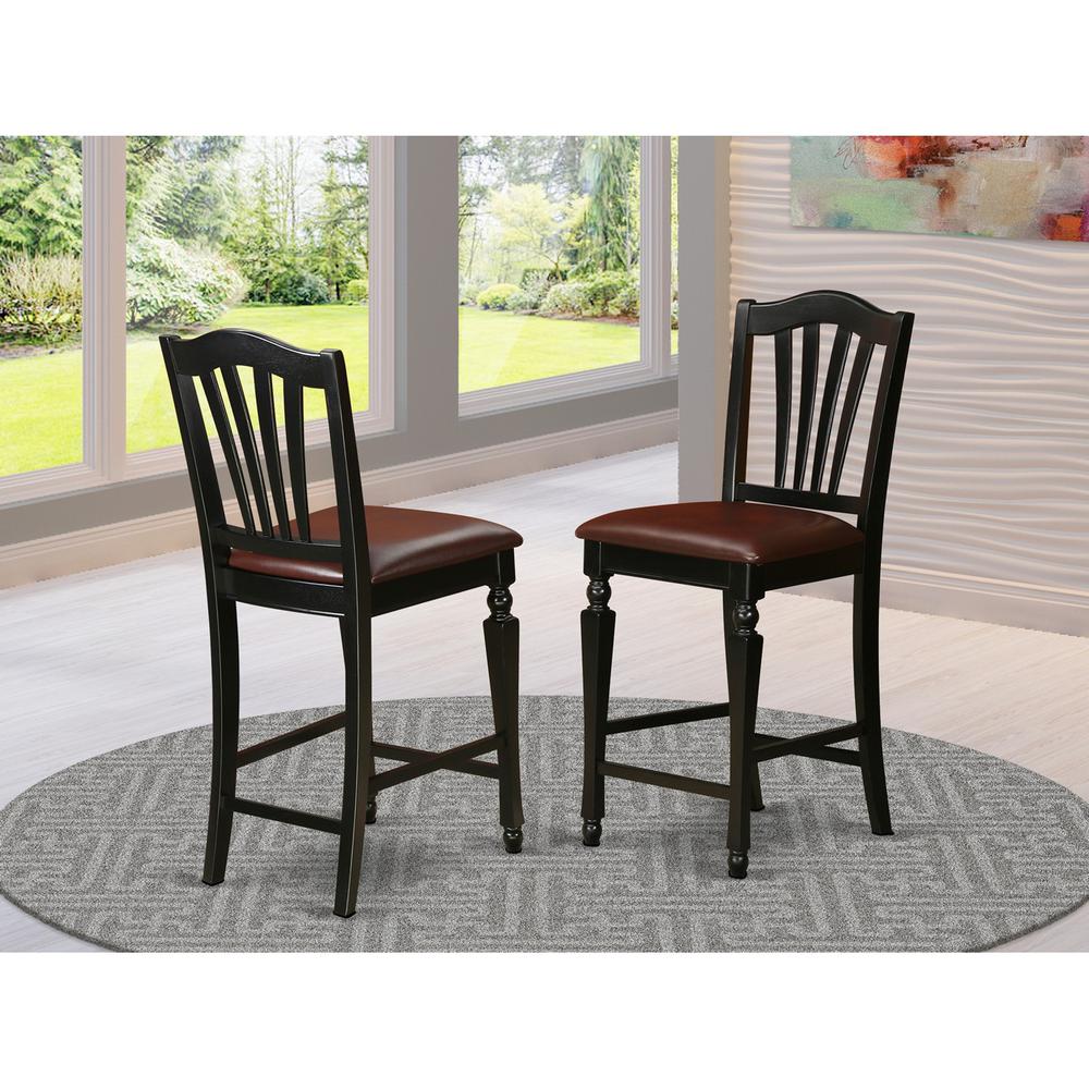 Chelsea Stools With Faux Leather Upholstered Seat, 24" Seat Height, Set Of 2 By East West Furniture | Dining Chairs | Modishstore