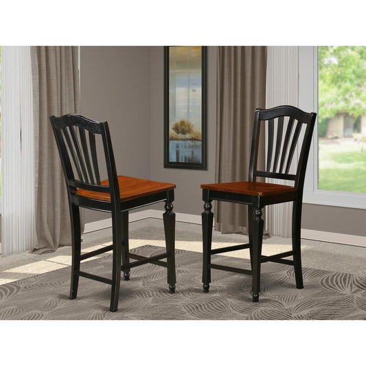 Chelsea Stools With Wood Seat, 24" Seat Height - Black Finish, Set Of 2 By East West Furniture | Dining Chairs | Modishstore