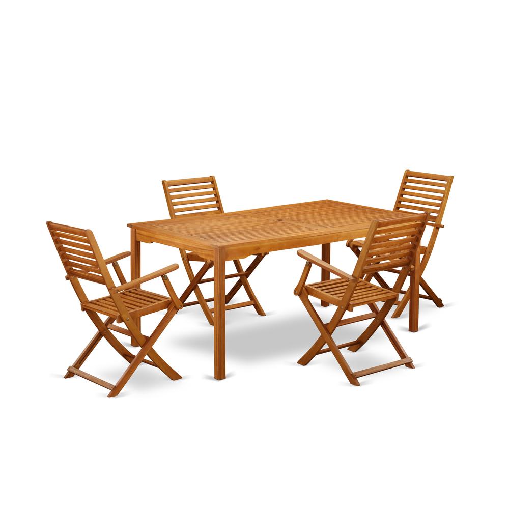 Wooden Patio Set Natural Oil CMBS5CANA By East West Furniture | Outdoor Dining Sets | Modishstore - 2