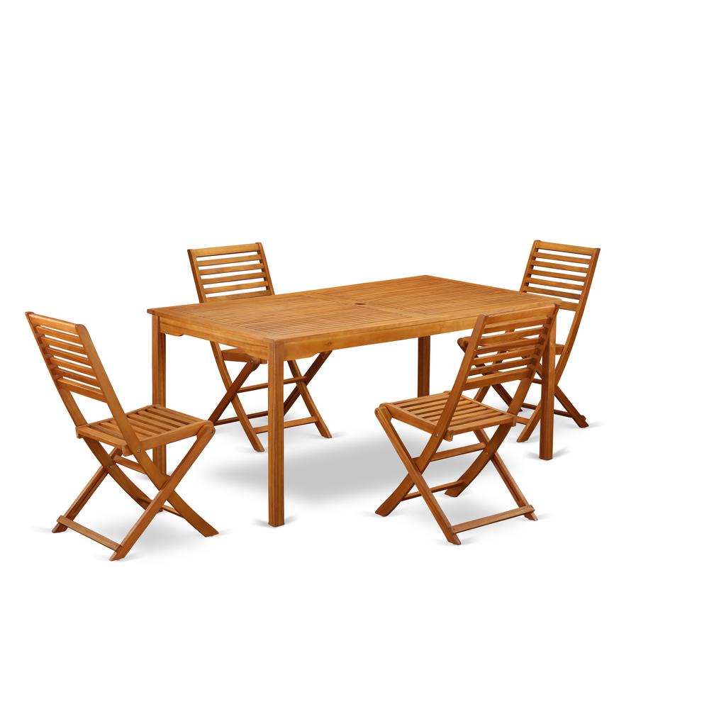 Wooden Patio Set Natural Oil CMBS5CWNA By East West Furniture | Outdoor Dining Sets | Modishstore - 2
