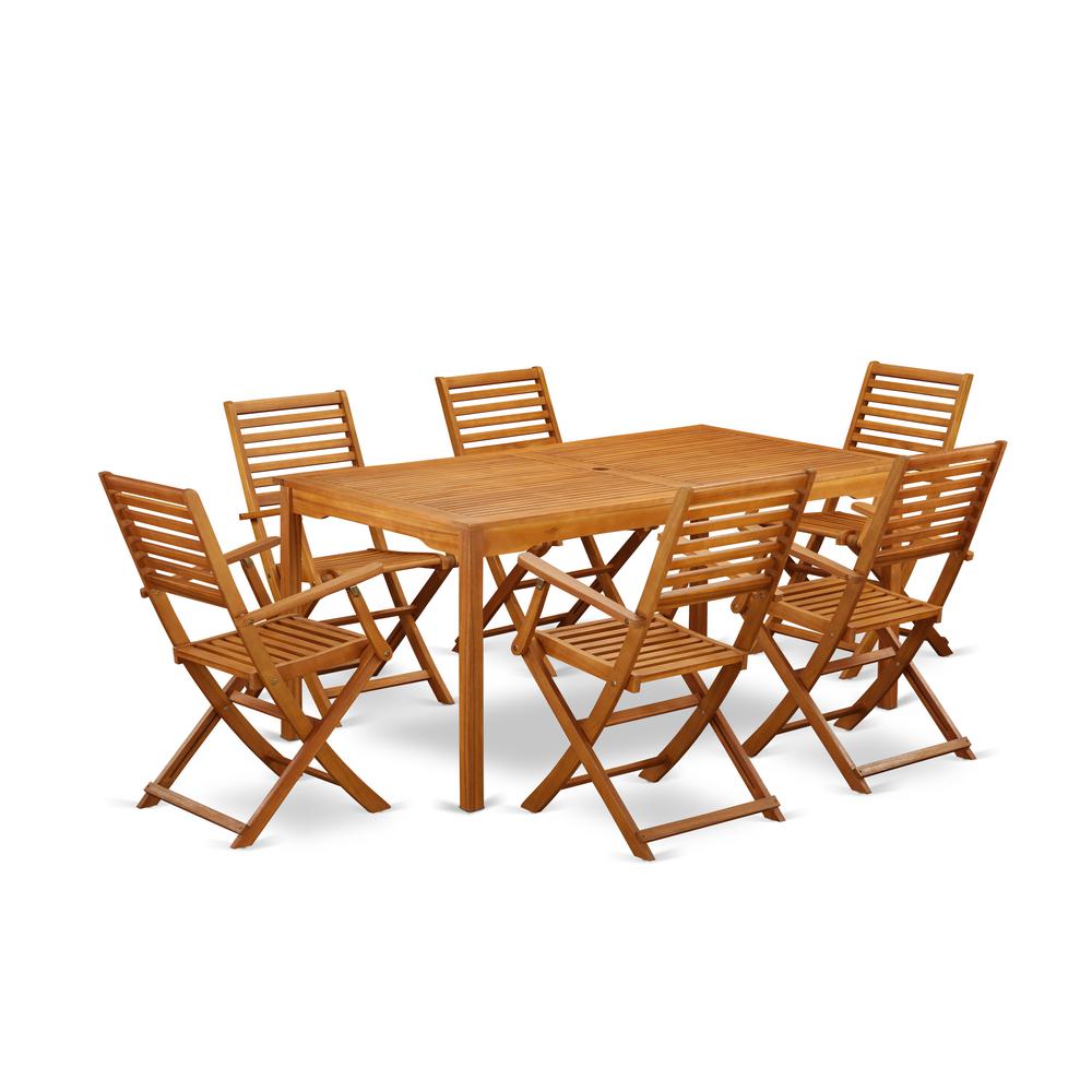 Wooden Patio Set Natural Oil CMBS7CANA By East West Furniture | Outdoor Dining Sets | Modishstore - 2